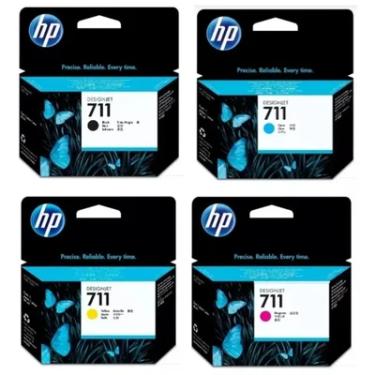 Imagem de Cartucho De Tinta Hp 711 Kit 4 Cores Preto, Magenta, Ciano, Amarelo | Plotter T120 T520 T130