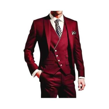 Imagem de Terno Masculino De 3 Peças Em Cor Sólida Para Casamento E Negócios, Co