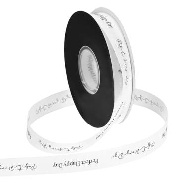 Imagem de PATIKIL Fita de gorgorão personalizada, 65/81 cm x 40 metros, fita de poliéster perfeita para festas de fim de ano, decoração de casamento, embrulho de presente, branca