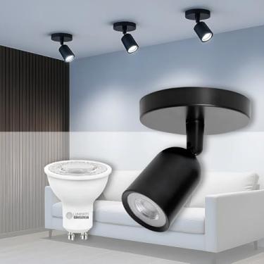 Imagem de Spot Sobrepor Direcionavel Preto + Lampada Led Dicroica 6000K Branco-Frio Mr16