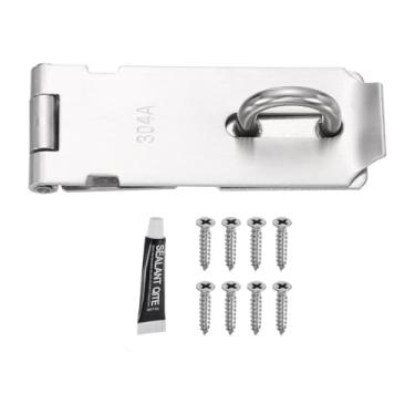 Imagem de PATIKIL Trava de ferrolho de porta, fecho de cadeado de aço inoxidável de 10 cm, trava de segurança com parafusos para armário de jardim de galpão, quintal, armário