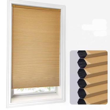 Imagem de Persianas celulares de colmeia sem fio de 3,8 cm - Persianas plissadas com filtragem de luz para casa e escritório | Tamanho personalizado, fácil instalação (serve para janelas/portas, berçário