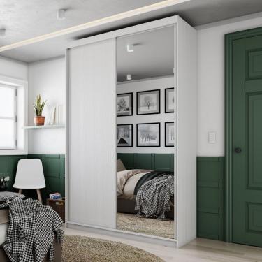 Imagem de Guarda Roupa Solteiro Com Espelho 2 Portas 3 Gavetas Lugano Rr Moveis Branco