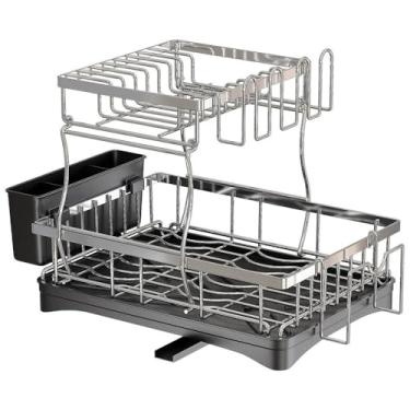 Imagem de Aço Inoxidável 304 - Prateleira de Drenagem Pia em Camadas Armazenamento Utensílios Domésticos com para Tabua Corte Inoxível Grau Alimentar Partições