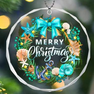 Imagem de Enfeites de Natal de praia 2025, enfeites de praia para árvore de Natal, enfeites de Natal temáticos de praia para concha, estrela do mar, âncora, presentes de praia para mulheres