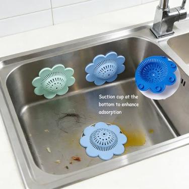 Imagem de 1 pç capa de ralo de silicone para captação de cabelo, banheiro, lavanderia, banheira, cozinha, pia, para cabelo humano e animal de estimação