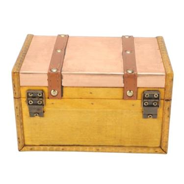 Imagem de Yosoo Caixa de baú de Tesouro, Caixa de Armazenamento de Joias Antiga Retangular de Madeira Vintage Com Fechadura Codificada, para Colar, Anel, Brincos, Pente