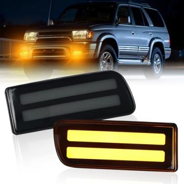 Imagem de INUBOXES Luzes de sinalização lateral de para-choque dianteiro LED DRL âmbar sequencial kit de recursos de luz de neblina para Toyota 4Runner 1999-2002 OEM de substituição TO2530133 TO2531133 | 81520