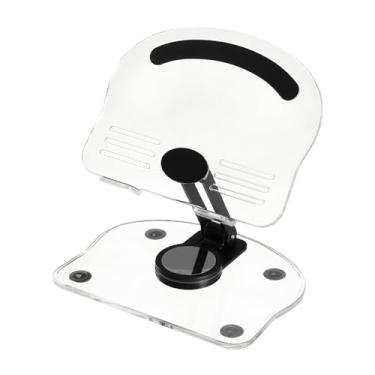 Imagem de PATIKIL Suporte de acrílico para tablet, suporte de acrílico ajustável, dobrável, portátil, transparente, com base giratória de 360 graus para mesa, casa, escritório, mulheres, presentes, preto