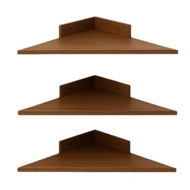 Imagem de Trio de prateleiras canto prataleiras cantoneira em mdf 35 cm X 35 cm para Quartos, Cozinhas e Salas, Maximiza Espaço de Armazenamento, Adaptada ao Estilo Brasileiro(Marrom)