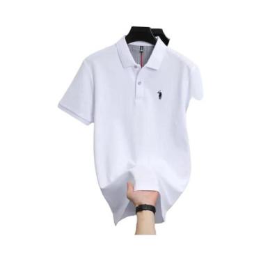 Imagem de Camisa Polo Masculina De Algodão Respirável Com Manga Curta Bordada Ca