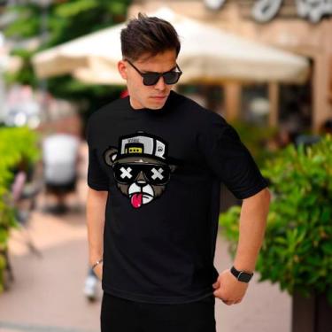 Imagem de Camiseta Manfinity Urso Bolado T-shirt Camisa Algodão Puro, Preto, G