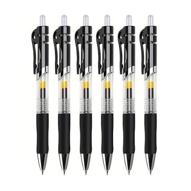 Imagem de BCMCBV Conjunto de canetas de gel retráteis, 6/13 peças, preta/vermelha/azul para refil de escrita, acessórios de escritório, material escolar (6 canetas pretas)