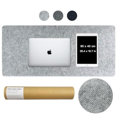 Imagem de Tapete de mesa de feltro grande, tapete de mesa de feltro de 90 x 40 cm - tapete de teclado antiderrapante e mouse pad para escritório e jogos, protetor de mesa resistente à água para computador, casa