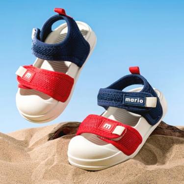 Imagem de Sandálias esportivas de verão para meninos e meninas – Sapatos de praia de malha respirável com bico anticolisão e sola macia antiderrapante, Azul escuro, 8.5 Little Kid