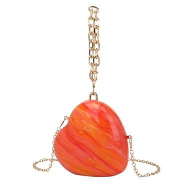 Imagem de FFHAO Bolsas femininas modernas de acrílico, bolsas mensageiro de ombro com corrente, bolsas para telefone, Laranja fantasia, 15x7x15cm