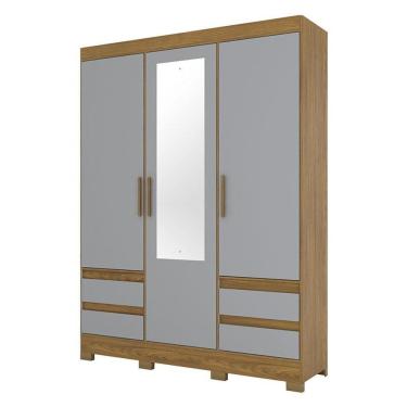 Imagem de Guarda Roupa Casal B55 Nature Cinza com Espelho – Briz Móveis 