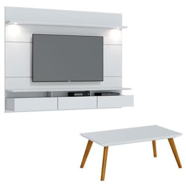 Imagem de Painel Suspenso Decore 1.8 com Mesa de Centro Classic Branco Acetinado