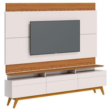 Imagem de Rack Bancada 3 Gavetas com Nicho e Painel para Tv Classic 2.2 Off Whit