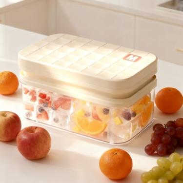 Imagem de Bandeja de gelo – Bandeja de gelo para freezer, molde de gelo para bebidas, uísque, cerveja, coquetel, café, design de tampa selada transparente para manter o gelo limpo, com pinças e 2 bandejas de