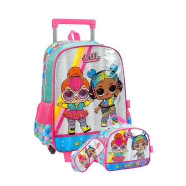 Imagem de Kit Escolar LOL Surprise Mochila Rodas + Lancheira + Estojo - Luxcel, 
