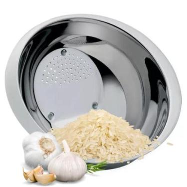 Imagem de Escorredor De Arroz Aço Inox Lavador Alimentos Utensílio Cozinha Frate