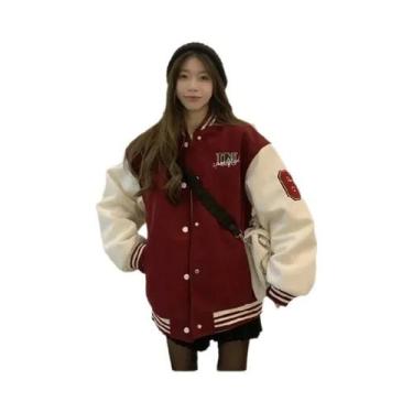 Imagem de Jaqueta De Baseball Feminina Outono Inverno Com Enchimento E Bordado, 
