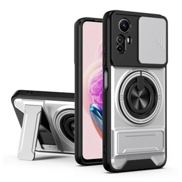 Imagem de SORAKA Capa para Xiaomi Redmi Note 12S 4G com suporte,proteção de lente com janela e capa dupla de PC e TPU compatível com suporte magnético para carro