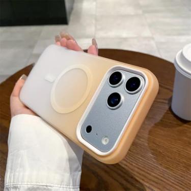 Imagem de IRTGFG Capa fosca 2 em 1 com efeito degradê, magnética e resistente a impactos para iPhone 16e (Para iPhone 16e/Laranja)