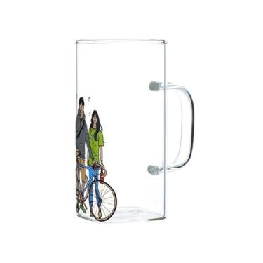 Imagem de Copos de vidro quadrados com alça, copos de bebida de borossilicato de alto borossilicato de 362 g