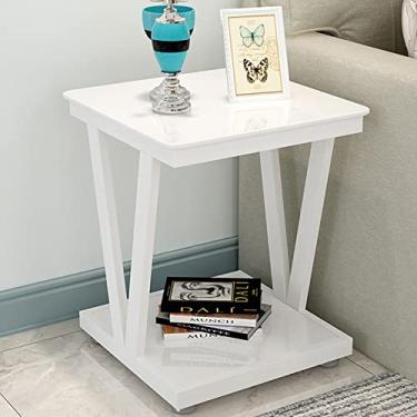 Imagem de Mesa de centro de vidro temperado superior lateral mesa de café bistrô mesa de vidro ao ar livre quintal varanda piscina mesa quadrada com moldura de metal mesa final móveis com mesa lateral de