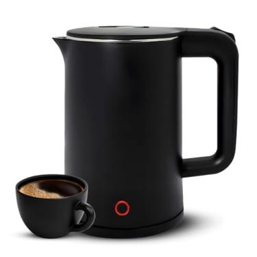 Imagem de Chaleira Elétrica Térmica 1.5L - Design Moderno Preto e Branco, 110V/220V, com Função de Manter Temperatura para Casa (110V,Preto)