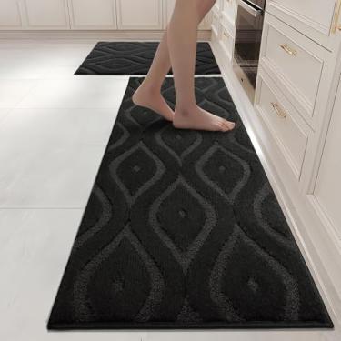 Imagem de RORA Tapetes de cozinha para chão 2 peças, tapetes de cozinha laváveis na máquina, antiderrapante, confortável, superabsorvente, tapete de corredor de cozinha para cozinha, pia, lavanderia, entrada,