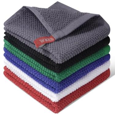 Imagem de ZHAYAO Panos de prato de cozinha 100% algodão, tecido waffle, pacote com 6, 30 x 30 cm, cinza escuro, ultramacios, absorventes e panos de prato de secagem rápida para secar pratos e limpeza, 6 cores