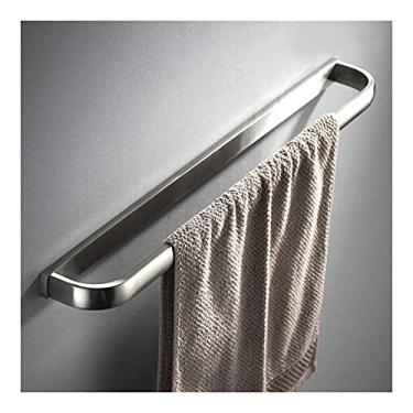 Imagem de Suporte de toalha de ouro rosa, latão montado na parede cozinha banheiro toalheiro único, cromo preto níquel toalha de banho prateleira cabide bronze barra de toalha (cor: branco) (preto níquel)