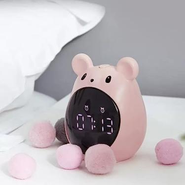 Imagem de x3anggyt5 Despertador para quarto, despertador eletrônico para estudantes, quarto de cabeceira silencioso, alto volume, despertador de quarto infantil relógio de mesa (rosa)