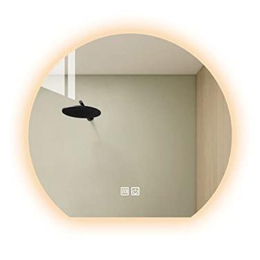 Imagem de Espelho de banheiro de meio círculo de 32 polegadas com luz LED, espelho retroiluminado de parede, espelho de banheiro iluminado antiembaçamento regulável (tamanho: 32 polegadas/80 cm)