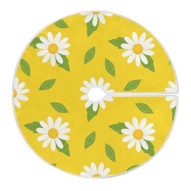 Imagem de Qilmy Saia de árvore de Natal margarida branca 120 cm, camurça para árvore de Natal, adequada para ambientes internos e externos, festas, escritório, armário 1316