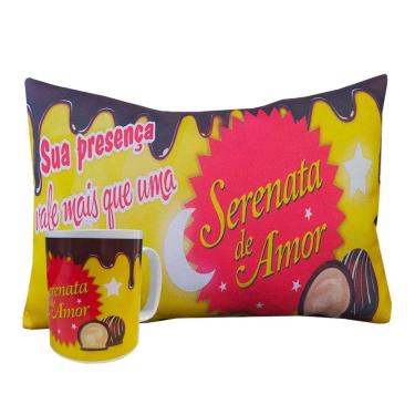 Imagem de Almofada + Caneca Amarela Serenata De Amor Namorados