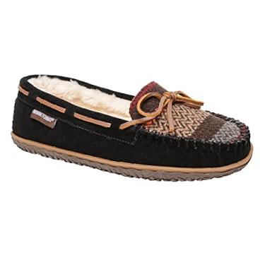 Imagem de Minnetonka Women's Tilia Suede Moccasin Slippers, Black Multi, 7 M