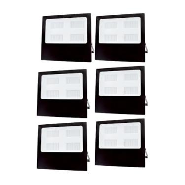 Imagem de Kit 6 Refletores LED Holofote 200W Prova Dágua 6500K Luz Branca Fria para Fachadas e Quadras
