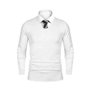 Imagem de Suéter Masculino Leve De Lã Com Gola V, Casual E De Negócios, Estampa 