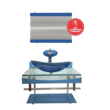 Imagem de Gabinete de Vidro 70cm para banheiro Holanda  - EKASA, Azul