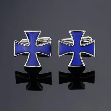 Imagem de Abotoaduras masculinas coleção azul esmalte e cristal vintage abotoaduras adequadas para banquetes, casamentos, cerimônias e ocasiões de negócios, one size, Metal Latão, Sem Pedra Preciosa