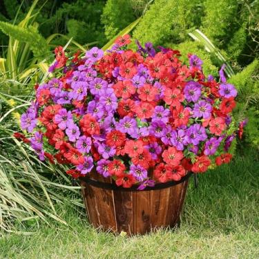 Imagem de Playieer Flores artificiais para ambientes externos com folhas de eucalipto, decoração de primavera, 16 pacotes de plantas de plástico falsas realistas resistentes a UV para ambientes internos e