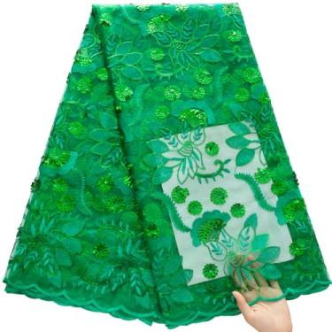 Imagem de ZhenGuiRu Tecido de renda africana 5 metros, tecido de renda jacquard bordado nigeriano para costura de festa de casamento