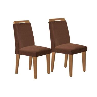 Imagem de Kit 2 Cadeiras De Cozinha Athenas 2 Un Madeira Capuccino Suede Marrom Rufato
