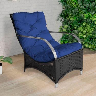 Imagem de Poltrona Roma Para área Externa De Alumínio E Fibra Sintética Preto-azul