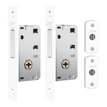 Imagem de Fechadura 1003 (par) espelho inox branco - STAM