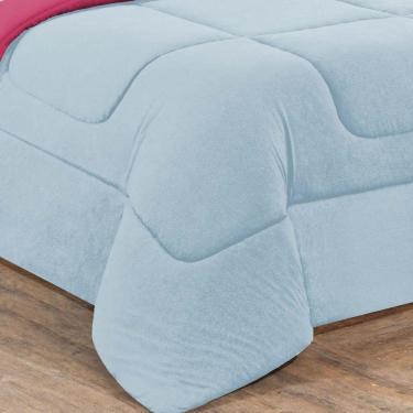 Imagem de Kit Edredom + Jogo De Lençol Malha 100% Algodão Gran Moratta 6 Peças King - Azul Bebê-pink